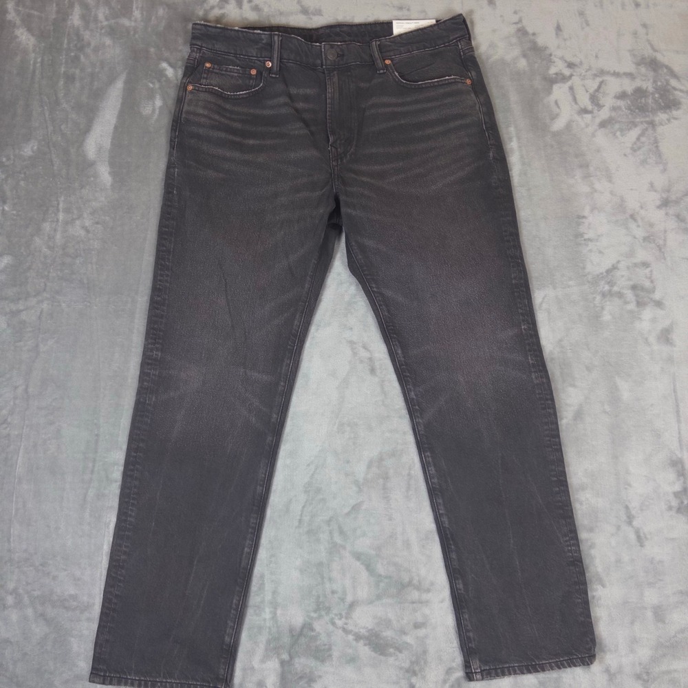 American Eagle Slim Straight Jeans Mens 36/32 Black Easyflex Tencel Denim Pants
